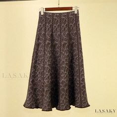 Lasaky - Floral Knitted Dress: A Sophisticated Midi Skirt with Pleats and Ruffles Spring Fitted Knitted Skirt, Fitted Knitted Skirt For Spring, Black Midi Pencil Skirt, Jacquard Midi Skirt, Bodycon Midi Skirt, Knit Midi Skirt, Half Skirt, Elegant Skirt, Midi Skirt Pencil