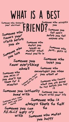 a pink poster with the words what is a best friend written in black on it