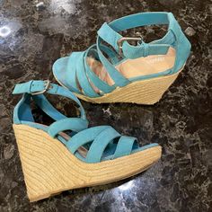 Excellent Condition. Very Minimal Signs Of Wear And Basically Brand New. Worn Once Indoors For An Event For Only A Few Hours. Turquoise Color. Espadrilles Style Wedge. Size 7.5. Blue Wedge Heel Espadrilles For Spring, Blue Synthetic Espadrilles For Spring, Casual Light Blue Wedge Sandals For Beach, Blue Synthetic Spring Espadrilles, Casual Light Blue Heels For Beach, Casual Light Blue Wedge Sandals, Turquoise Wedge Heel Sandals For Beach, Blue Wedge Heel Espadrilles For Beach, Blue Wedge Heels For Summer