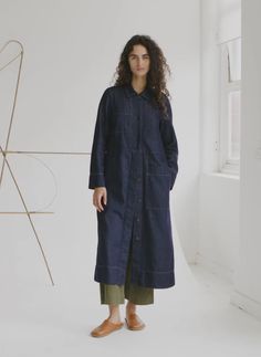 Cotton Hemp Denim Dress | Indigo | TOAST Utilitarian Style, Mens Loungewear, Loungewear Women, Women Nightwear, Fashion Story, Womens Loungewear, Dress Trousers, Black Denim, Short Tops