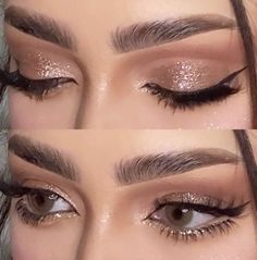 Makeup For Damas Quince, Bronze Dress Makeup, 8th Grade Formal Makeup, Latina Eye Makeup, Gold Makeup Looks Natural, Quince Makeup Natural, Simple Quince Makeup, Natural Quince Makeup Looks, Soft Glam Prom Makeup