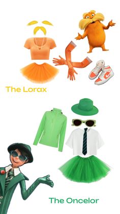 the lorax costume and other items are featured in this poster for the movie