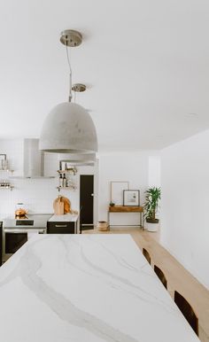 the kitchen is clean and ready to be used as a dining room or family room