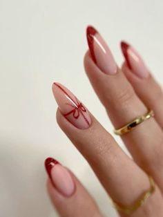 Christmas nail inspiration, red french tip, bow nails, present nails, red glitter nails  #christmasnails #christmas #nailinstagram Christmas Present Nails, Christmas Nails Glitter, Christmas Mani, Red French Tip, Bow Nail Designs, Red Nails Glitter, Christmas Manicure, Red Christmas Nails, Glittery Nails