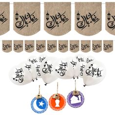 arabic calligraphy on jumbo balloons and tags