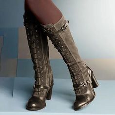 Medieval Boots, Leather Winter Boots, Winter Leather Boots, Knee High Heels, Block Heel Boots, Style Boots, Bleu Turquoise, Women Boots, Winter Boots Women