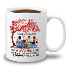 PRICES MAY VARY. [PERSONALIZED MUG GIFT]: Personalized Four Best Friends coffee mug is the excellent gift for Best Friends / Good Friends / BFF / Besties / Special Friends / Sisters / Soul Sister / Unbiological Sisters / Women. Unique mug gift for Friendship's Day / Long Distance Friendship / Galentine's Day / Friendship Keepsake or just because gift too! [BEST CUSTOMIZED MUG]: 1. Click "Customize Now" button, 2. Choose size, 3. Choose scenery, quote, skin colors, hairstyles, beverages and enter Bff Long Distance, Sister Mug, Long Distance Friendship Gifts, Friends Coffee, Unbiological Sister, Distance Friendship, Friends Coffee Mug, Long Distance Friendship, Special Friends