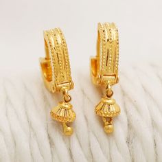 Please click -- Learn more about this item -- below for a full description 22k gold earrings handmade jewelry made in India weight is 3.57 grams approx. length is 2.5 centimeter approx. width is 1.4 centimeter and 3.5 mm approx. please message me if you want real gold screw/backs. 22k Gold Small Hoop Earrings For Anniversary, Small Hoop 22k Gold Earrings For Anniversary, Yellow Gold Hoop Earrings With Latkans For Wedding, 22k Gold Earrings With Latkans, Gold Temple Jewelry Hoop Earrings, 22k Gold Hoop Earrings For Anniversary, Yellow Gold Hoop Earrings For Temple Jewelry Style, Traditional 22k Gold Hoop Earrings For Anniversary, 22k Gold Chandbali Hoop Earrings For Festive Season