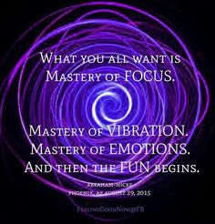 a purple swirl with the words, what you all want is mystery of focus mastery of emotions and then the fun begins