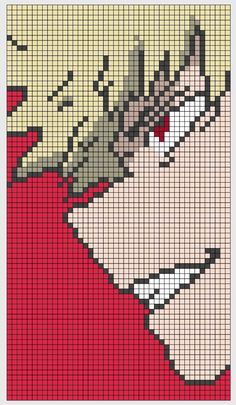 a cross - stitch pattern of a woman's face in red and beige colors