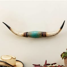 an animal's tail is hanging on the wall next to hats and other items