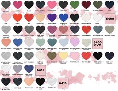 the different colors of hearts are shown in this chart, with each heart on it's own side