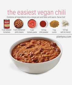 the easy vegan chili recipe is ready to be eaten in less than 10 minutes