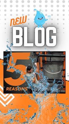 the new blog logo with water splashing on it and an image of a man