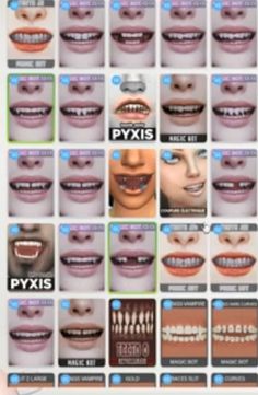 many different types of teeth are shown on the screen, and there is no image to describe