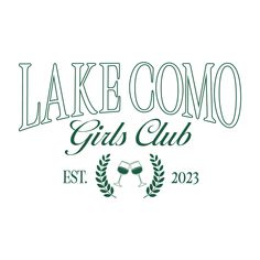 the lake como girls club logo with two wine glasses and laurel wreaths on it