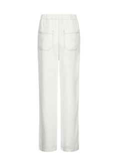 Viscose milky-white contrast-stitch straight trousers from FORMA featuring a mid-rise elasticated waistband, a concealed front fastening, side pockets, two rear patch pockets and a long length. Match this pants with contrast-stitch shirt in the same fabric from this collection. white color contrast stitching two rear patch pockets seam pockets full length Model is 178cm/5'10" (chest 85cm, waist 60cm, hips 89cm) and wearing - S size White Pants With Patch Pockets For Spring, White Straight Leg Jeans With Contrast Stitching, Spring High-waisted Pants With Contrast Stitching, White Straight Leg Bottoms With Patch Pockets, White Straight Leg Pants With Patch Pockets, White Straight Jeans With Side Pockets, White Straight Pants With Patch Pockets, Spring Pants With Contrast Stitching, Tapered Leg, Spring Straight Leg Pants With Contrast Stitching