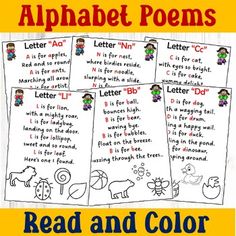 an alphabet poem with the words read and color