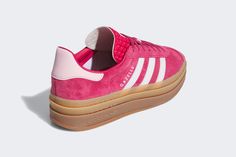 Wmns Adidas Gazelle Bold ‘Wild Pink Gum’ Gazelle Bold Shoes, Pink Gazelles, Colourful Shoes, Adidas Gazelles, Cute Uggs, Adidas Gazelle Bold, Girls Basketball Shoes, Pretty Sneakers, Gazelle Bold