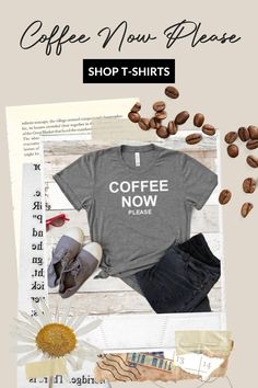 Looking for a gift for a coffee lover? Our 100% jersey knit cotton absorbs moisture, making this a great choice to wear as an undershirt or by itself on warm days. This shirt is well-balanced with style, durability and comfort, making it perfect for casual personal wear. The long, loose length of the shirt provides you with carefree bending, flexing, and moving. Recommended for athletic activities, lounging around, chasing toddlers at the park, & more. Funny Coffee Shirts, Comfort Gray, Coffee Tees, Last Minute Christmas Gifts, Coffee Shirt, Custom Balloons, Coffee Tshirt, Coffee Shirts, Kitchen Gifts