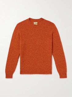 DE BONNE FACTURE Brushed-Wool Sweater for Men Orange Sweater, Sweater For Men, Orange Sweaters, Summer Sunglasses, Luxury Sneakers, Fine Jewelry Designers, Loungewear Shorts, Slides Shoes, Derby Shoes