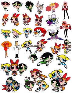 Powerpuff Characters, Powerpuff Girls D, Stickers Books, Cartoon Network Fanart, Powerpuff Girls Characters, Old Cartoon Shows, Girl Cartoon Characters, Black Girls With Tattoos, Hello Kitty Coloring