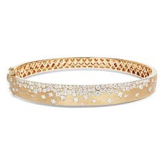 Discover the brilliance of our Scattered Diamond Bangle and let your style shine. Whether you're dressing up for a special occasion or adding a touch of sophistication to your everyday look, this bangle is the perfect accessory to express your unique style and radiant personality. Available in 14K Yellow Gold Fits a size 17cm wrist Diamond weight = 1.88 carats Elegant Sparkling Diamond Bangle Bracelet, Yellow Gold Diamond Bangle Bracelet With Sparkling Stones, Yellow Gold Diamond Bangle With Sparkling Stones, Luxury Sparkling Diamond Bangle Bracelet, Luxury Sparkling Bangle Bracelets, Luxury Sparkling Bangle Bracelet, Sparkling Fine Jewelry Bangle Bracelet, Formal Sparkling Bangle, Dazzling Sparkling Diamond Bangle Bracelet