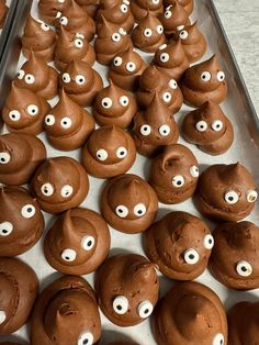 chocolate cupcakes decorated with googly eyes and noses