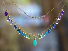 Statement Gemstone Necklace, Elegant Statement Necklace, Blue Gemstone Necklace, Necklace Measurements, Multi Gemstone Necklace, Enchanted Jewelry, Peacock Necklace, Wiccan Jewelry, Necklace Colorful