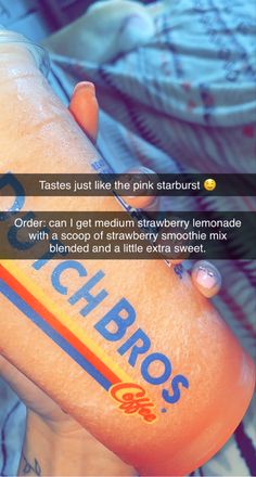 someone is holding a drink in their hand with the caption that reads, tacos just like the pink starburst order can i get medium strawberry lemonade