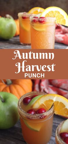 autumn harvest punch with oranges, apples and cranberries