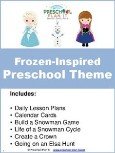 the frozen - inspired preschool theme is featured in this printable lesson for children to learn how