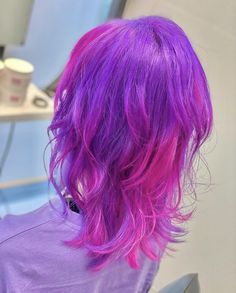 Purple To Pink Ombre Hair, Jellyfish Haircut, Pink Ombre Hair, Purple Ombre Hair, Haircut Inspo, Colourful Hair, Purple Shades, Quick Braided Hairstyles, Haircut And Color