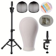 22 Inch Wig HeadWig Stand Tripod with HeadCanvas Wig HeadMannequin Head for WigsManikin Canvas Head Block Set for Wigs Making Display with Wig caps T/C Pins Set Hair Extension Tools, Block Head, Head Stand, Wig Stand, Women's Wigs, Wig Caps, Tripod Stand, Mannequin Heads, Wig Making