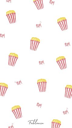 a pattern with popcorns and words on it