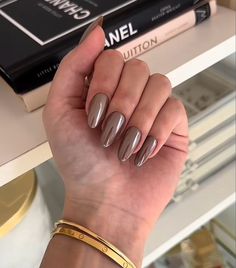 Chrome Nail Art, Glamour Nails, Brown Nails, Elegant Nails, Minimalist Nails, Manicure Y Pedicure, Dream Nails