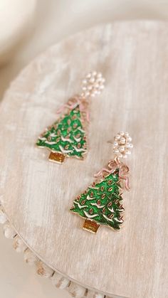 The Your Favorite Christmas Tree Earrings Unique Earring, Pink Trees, Unique Earrings, Holiday Spirit