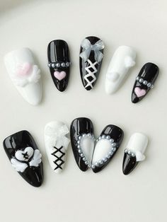 Découvrez notre vaste gamme de ROMWE Kawaii 10 pièces Jolis ongles faux faits à la main de haute qualité avec 3pcs adhésif double-face, nail art de style Y2K doux-cool, autocollants d'ongle peints à la main avec cœur et ailes amovibles, convient pour les fêtes de festival, la danse et les uses quotidiens chez SHEIN, partie de notre Faux ongles à coller Retours gratuits✓Livraison gratuite dès 39€ d'achat✓Plus de 500 nouveautés chaque jour✓ Ambre Nails, Gothic Nails, Really Cute Nails, Kawaii Nails, Cute Nail Designs, Funky Nails, Foot Care