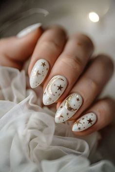 College Nails, Witchy Nails, Moon Nails, Cute Nails For Fall, Thanksgiving Nails, Nails Polish, Nail Swag, Star Nails, Fall Nail