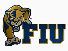 the logo of the university of florida is shown in blue and gold on a white background