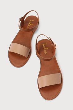 Flat Sandals - Tan Sandals - Brown Sandals - Cute Sandals - Lulus Beige Flat Sandals, Women’s Sandals, Teen Sandals, Cute Sandals For Summer, Shoe Essentials, Brown Flat Sandals, Cute Summer Sandals, Bridesmaids Outfits, Classy Sandals