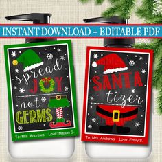 EDITABLE Christmas Soap Tags, Printable Holiday Soap Labels, Xmas Teacher Gift, Hand Santa-tizer, Spread Joy Not Germs Elf INSTANT DOWNLOAD Soap Tags, Hand Sanitizer Gift, Daycare Gifts, Christmas Neighbor, Holiday Soap, Christmas Soap, Soap Labels, Tags Printable, Neighbor Gifts