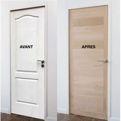 two doors with the words avant and apres painted on them in front of each other