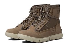 SOREL Explorer Mission Boot Waterproof - Men's Shoes : Wet Sand/Light Clay : Leather sourced from a tannery that achieved a Gold Rating from the Leather Working Group (LWG). The primary materials that compose this product contain a minimum of 20 percent recycled content. Global Recycle Standard (GRS). , Give your feet the control, comfort, and adaptive fit they require in the SOREL Explorer&,#8482, Mission Boot Waterproof. Durable construction for long lasting wear. Heel panel with pull on top t Mens Lace Up Work Boots, Waterproof Boots Men, Men’s Winter Boots, Rugged Mens Fashion, Asolo Boots, Sorel Explorer, Wet Sand, Light Clay, Rugged Boots