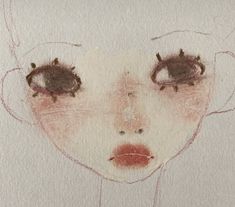 a drawing of a woman's face with two eyes