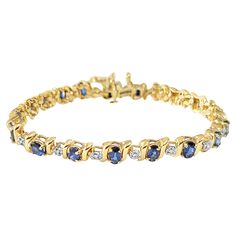 ♥ Tennis Bracelet Description ♥ Main Stone: Sapphire & Diamonds Diamond Clarity: I1 Diamond Color: H Metal Type: 14K Yellow Gold Stone Cut: Oval & Round Total Weight: 14 grams Bracelet Length: 7 Inches **Can be shortened for an additional fee $45, once adjusted it's final sale Bracelet Tennis, Diamond Tennis Bracelet, Gold Stone, Tennis Bracelet Diamond, Stone Cuts, Sapphire Diamond, Tennis Bracelet, Diamond Clarity, Types Of Metal