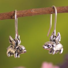 Well it finally happened... pigs are flying! Peruvian silversmith Cristian Davila crafts these earrings in 950 silver with an oxidized finish. They are named after the famous pig in the classic children's story Charlotte's Web although Wilber only talked. Flying Pig Earrings, Charlotte's Web, Cusco Peru, Flying Pig, Impressionist Art, Silver Dangle Earrings, Quirky Gifts, Silver Earrings Dangle, Gift Collections