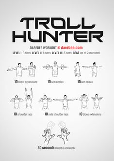 a poster with instructions for how to do the trotl - hunter workouts