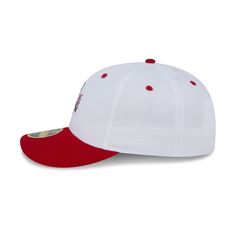 The Los Angeles Angels All-Star Game Pack Low Profile 59FIFTY Fitted Cap features an embroidered Angels 1989 All-Star Game patch at the front panels with a matching MLB Batterman at the rear. Additional details include an American Baseball League patch at the right-wear side and a green undervisor. Collegiate White Fitted Hat With Flat Bill, Collegiate White Fitted Hat With Flat Brim, Collegiate White Flat Bill Fitted Hat, White Collegiate Fitted Hat With Flat Bill, Retro White Fitted Hat For Baseball Season, White Collegiate Fitted Hat With Flat Brim, White Collegiate Flat Bill Fitted Hat, White Fitted Hat For Baseball Season Fan Gear, White Visor Hat For Baseball Season