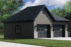 two garages are shown in this rendering